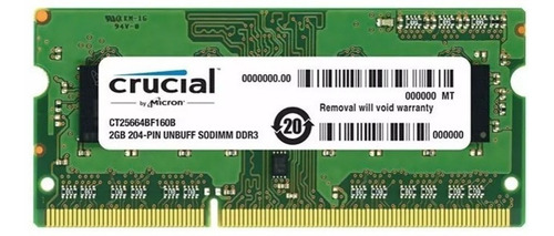 Imagen 1 de 2 de Memoria Ram Laptop Ddr3 2gb 1600mh Pc3-12800