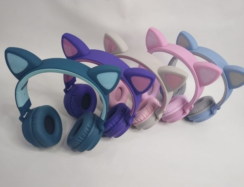 Audífonos Diadema Bluetooth Fm Micro Orejas De Gato Y Luces