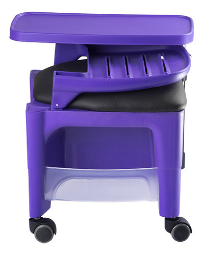 Cadeira Para Manicure Com Encosto Rebatível Mesa Removível Porta Objetos Lateral E Assento Anatômico Cirandinha Bari Dompel Roxa