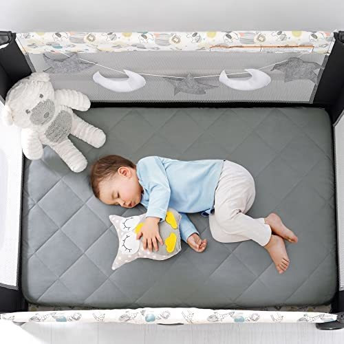 Tillyou Cloudy Soft Pack And Play Sábana Acolchada, Transpir