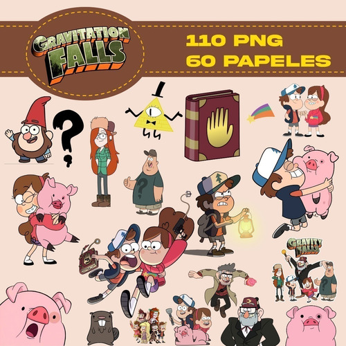 Kit Digital Gravity Falls Clipart Png + Papeles Digitales