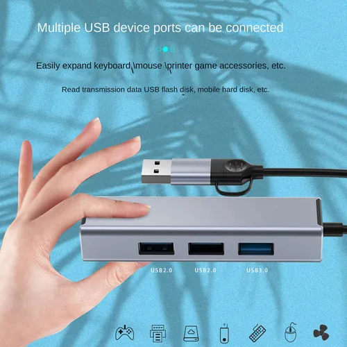 Tarjeta De Red Con Cable Usb De 100 Mbps Rj45 Usb3.0 Hub Ext