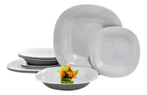 Comprar Vajilla Moderna Cuadrada Vidrio Opal Luminarc 18p 6 Personas Color Gris