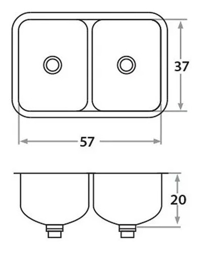 Imagen 2 de 2 de Bacha De Cocina Doble Mi Pileta Modelo 404 Lujo 57x37x20