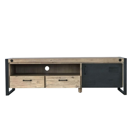 Mueble Tv Lcd Led Industrial Vintage Hierro Y Madera 160 Cm