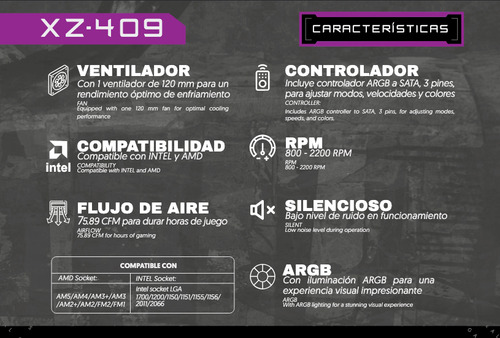 Enfriamiento Líquido Rgb 120mm Xzeal Xzco409w Led Argb