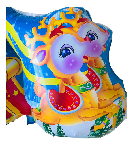 5 Balões Sortidos Papai Noel Decoração Festas Eventos Natal Cor 3 Papai Noel + 2 Papai Noel com rena e trenó