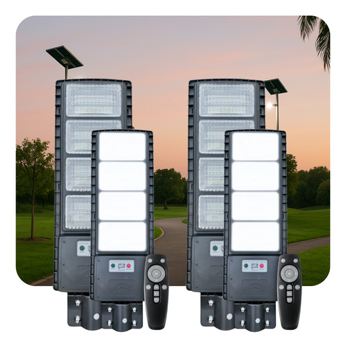 Luminaria Solar Led 120w Reflector Calle Fotocelula Pack X2 Negro Blanco Frío 2