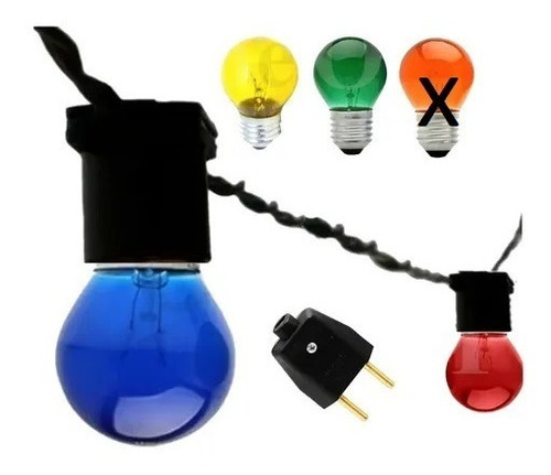 Varal De Luzes 100 Mts Com Lâmpadas Coloridas Inclusas