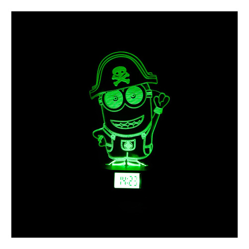 Lampara Usb Minion Pirata Base Reloj