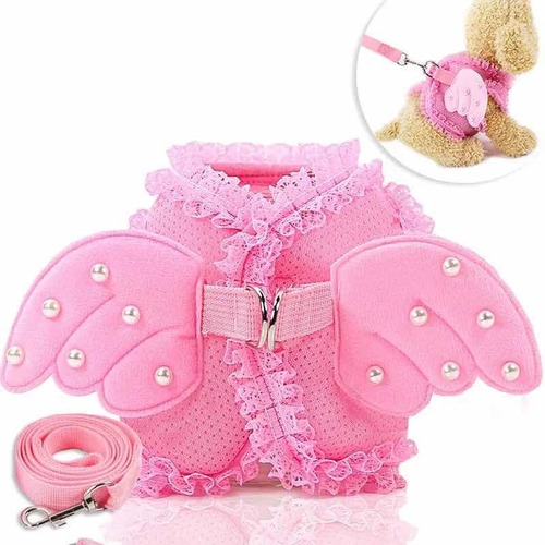 Arnés Perro Rosa Correa S M Mascota Collar Perrito Kawaii