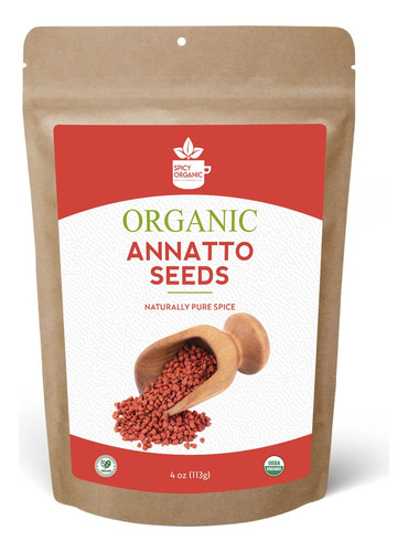 Spicy Organic Annatto Seeds Enteras De 4 Onzas  Certificado