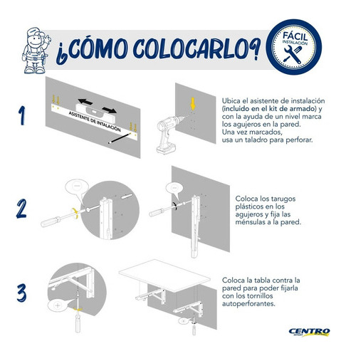Escritorio Florencia Plegable 70cm Blanco Centro Estant - Mm