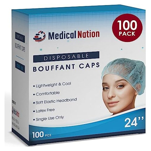 Gorros Bouffant Desechables De 24 Pulgadas Red - Paquet...