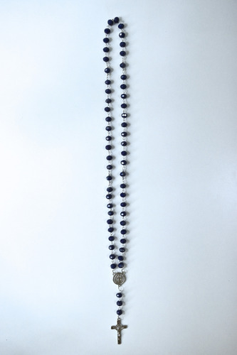Rosario Cristal De Roca Azul Oscuro San Benito