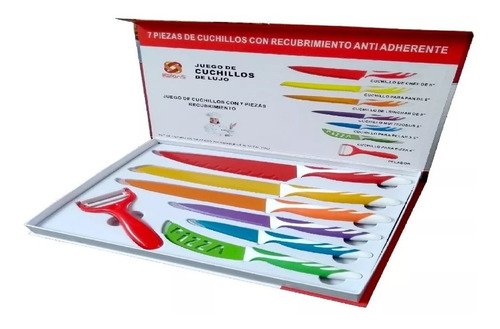 Set De Cuchillos Con Recubrimiento Anti Adherente 7 Piezas