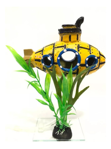 Enfeite Aquário Submarino Toca Yellow - Aceita Oxigenador