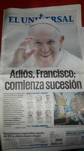 Periódico Histórico El Universal Muere P A P A Francisco (Usado)
