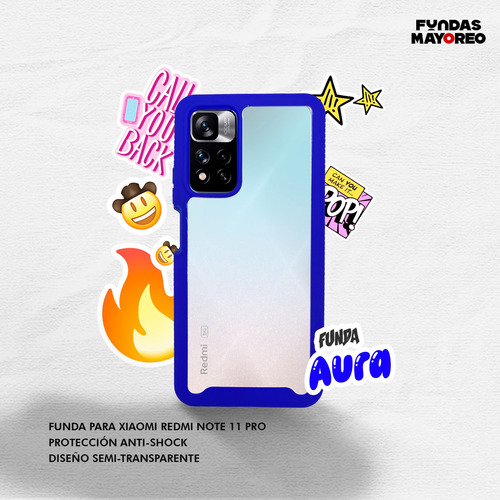 Funda Aura Xiaomi Redmi Note 11 Pro 5g Carcasa Para Celular Azul