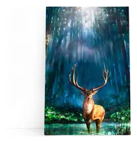 Comprar Quadros Canvas Arte Pinturas Artistas Pintores 100x70cm Cor Cervo Na Floresta Armação Borda Infinita