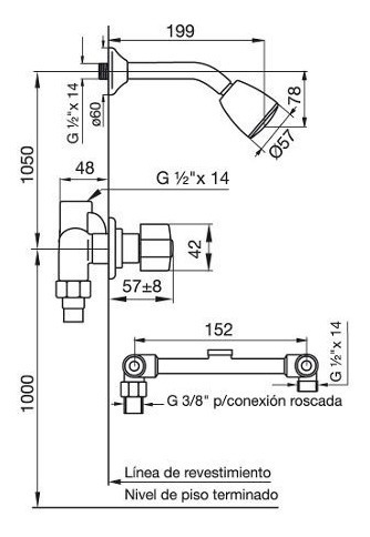 Imagen 2 de 5 de Griferia De Ducha Simple Fv Arizona Plus Cromo 0109/b1p Cr