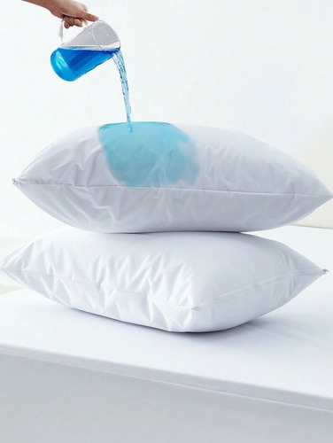 2pcs Funda De Almohadas Impermeable Protector - Estándar Color Blanco