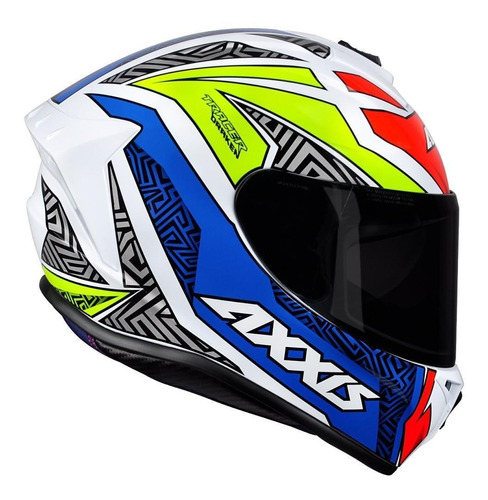Capacete Axxis Draken Tracer Gloss White Blue Grey
