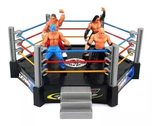 Luta Livre Mma Ring Com 4 Bonecos Miniatura Wwe Championship