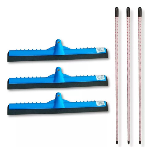 Rodo Duplo 40cm Multiuso Puxa E Seca Com Cabo - 3 Unidades