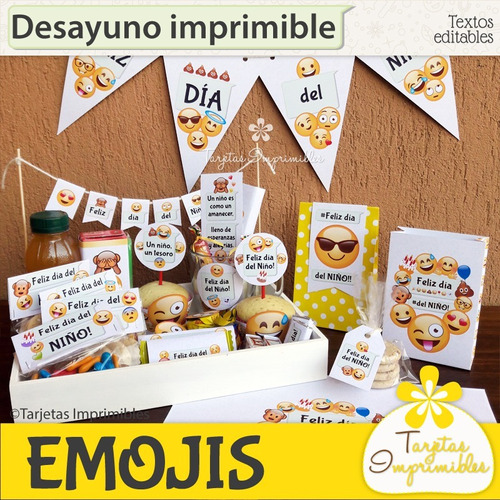 Kit Imprimible Desayuno Día Del Niño Emojis O Emoticones
