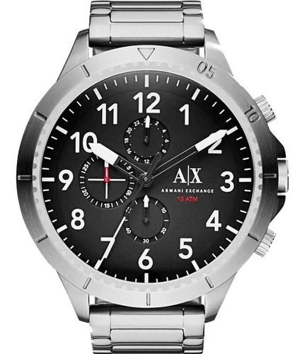 Relógio Armani Exchange Masculino Prateado Ax1750/1pn Cor do fundo Preto