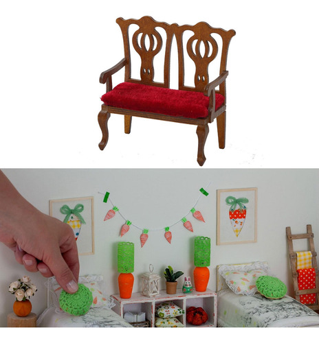 1:12 Silla De Muñeca A Escala Decoración Silla Doble