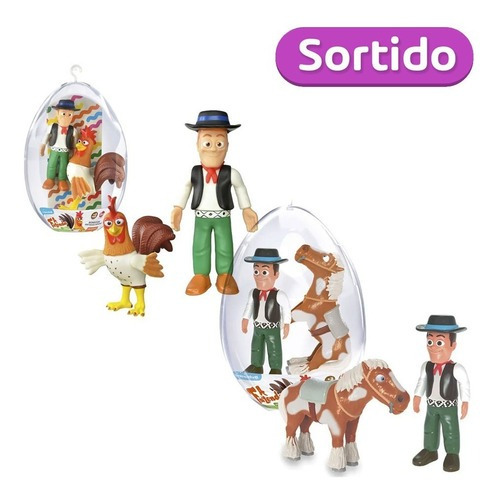 Boneco Páscoa Fazendeiro Zenon E Cavalo Bretão No Ovo Líder