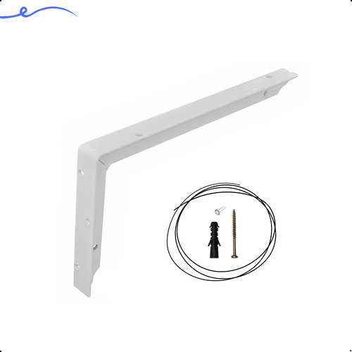 Mão Francesa T Reforçada Branca 15x10 Suporte 2 Pç +parafuso
