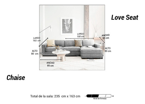 Sala Hazel Haspe Gris Izquierda Sala Sofa Sillon Mueble