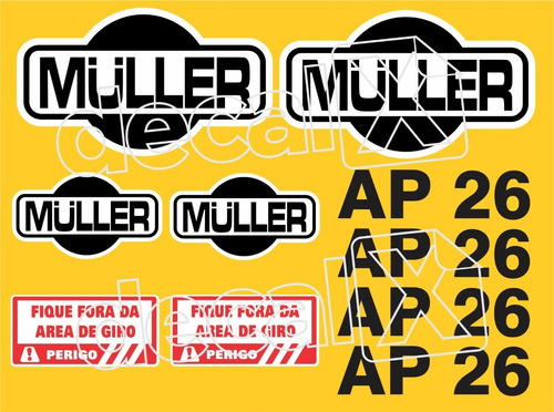 Kit De Adesivos Rolo Compactador Compatível Com Muller Ap26 Cor ADESIVO EMBLEMA GRÁFICO AP26