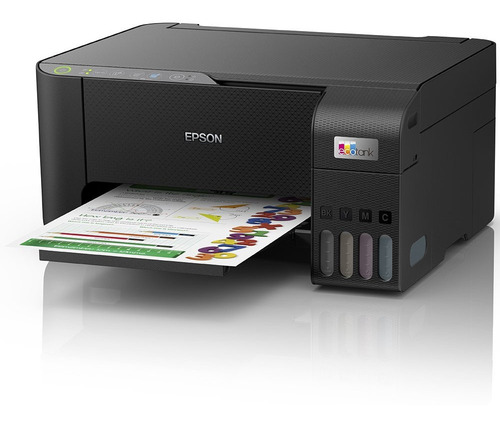 Impressora a cor multifuncional Epson EcoTank L3250 com wifi preta 110V