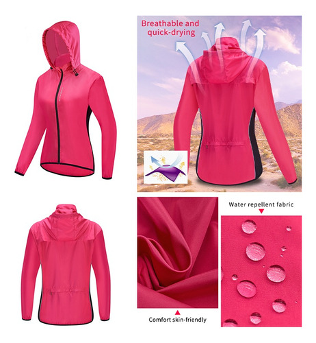 Chaqueta De Ciclismo Con Capucha A Prueba De Viento Y Abrigo
