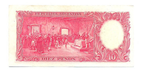 Billete Moneda Nacional 10 Pesos B 1937 Firmas Negras Exc