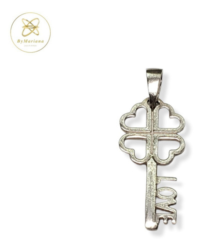 Imagen 1 de 5 de Dije Plata Trebol Con Llave Love