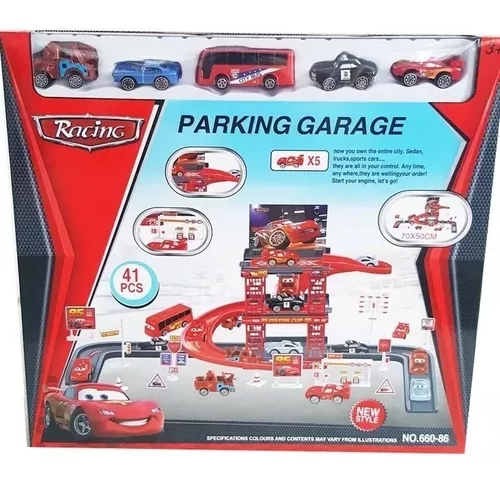 Pista Garagem 5 Carros Car + Kit 9 Carrinhos Patrulha Canina