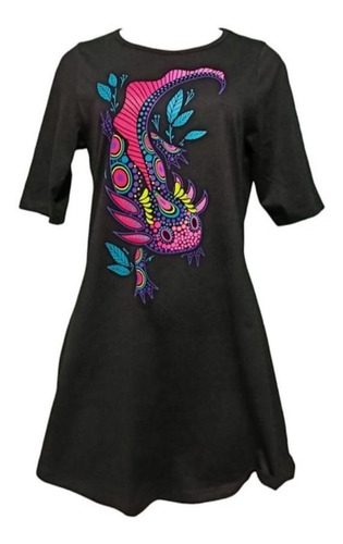 Vestido Larva Ajolote Hojas Psy Arte Mexicano