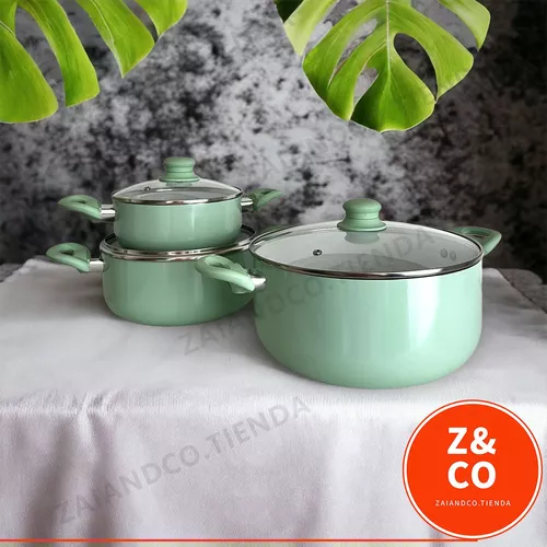 Set Cocina Ollas Ceramica Antiadherente 6pz