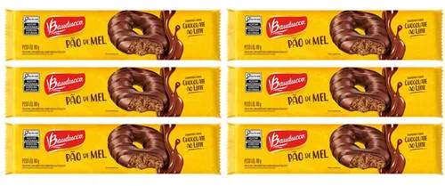 Kit C/6 Pão De Mel Cobertura Chocolate Ao Leite 80g Bauducco