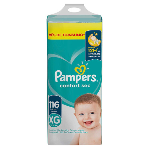 Fralda Descartável Infantil Pampers Confort Xg 116 Unidades