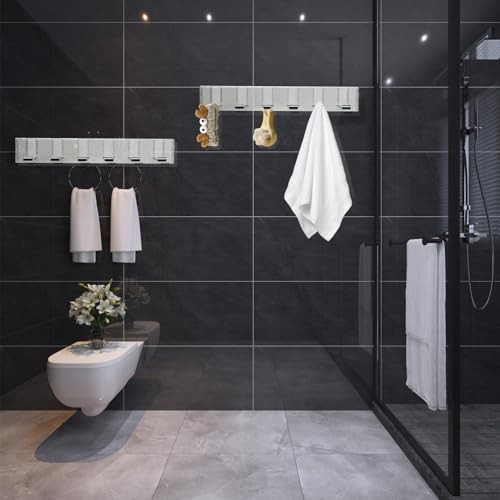 Perchero De Pared Plegable Con 6 Ganchos Adhesivos