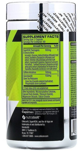 Suplemento en cápsulas Cellucor SuperHD adelgazante en pote 60 un