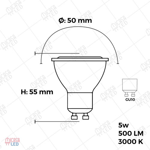 Foco Led Gu10 5w Transparente Luz Calida O Luz Blanca