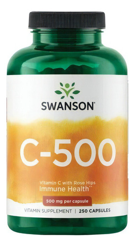 Vitamina C + Rose Hip 500mg 250 Capsulas Eg I18 Sabor Nd
