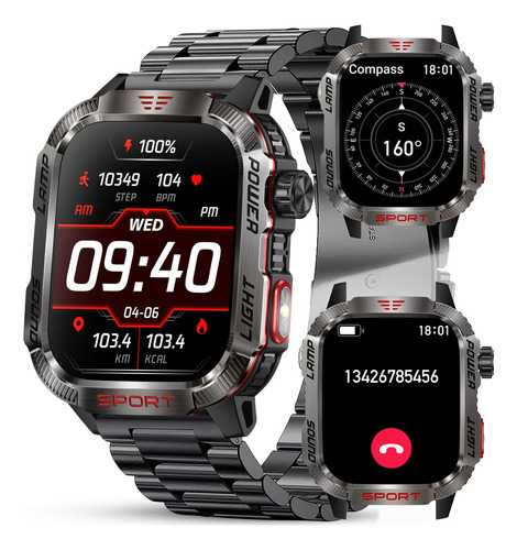 Smart Watch Hombre Bluetooth Llamada Compass Torch